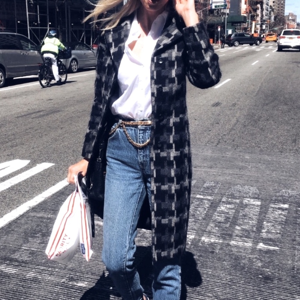 🖤 Sisley Mohair Plaid Coat